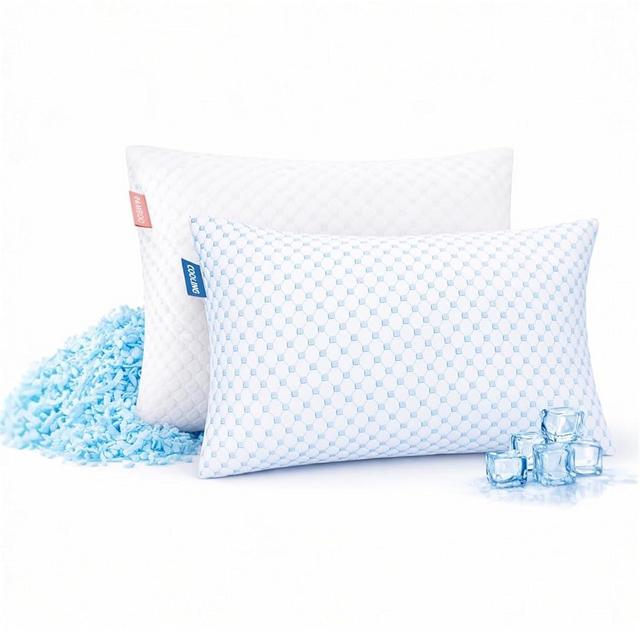 Nestl Cooling Pillows Queen Size Set of 2, Luxury Shredded Memory Foam Pillows for Sleeping 2 Pack, Adjustable Cold Gel Pillow for Hot Sleepers Supportive Cool Pillow for Side Back Stomach Sleepers
