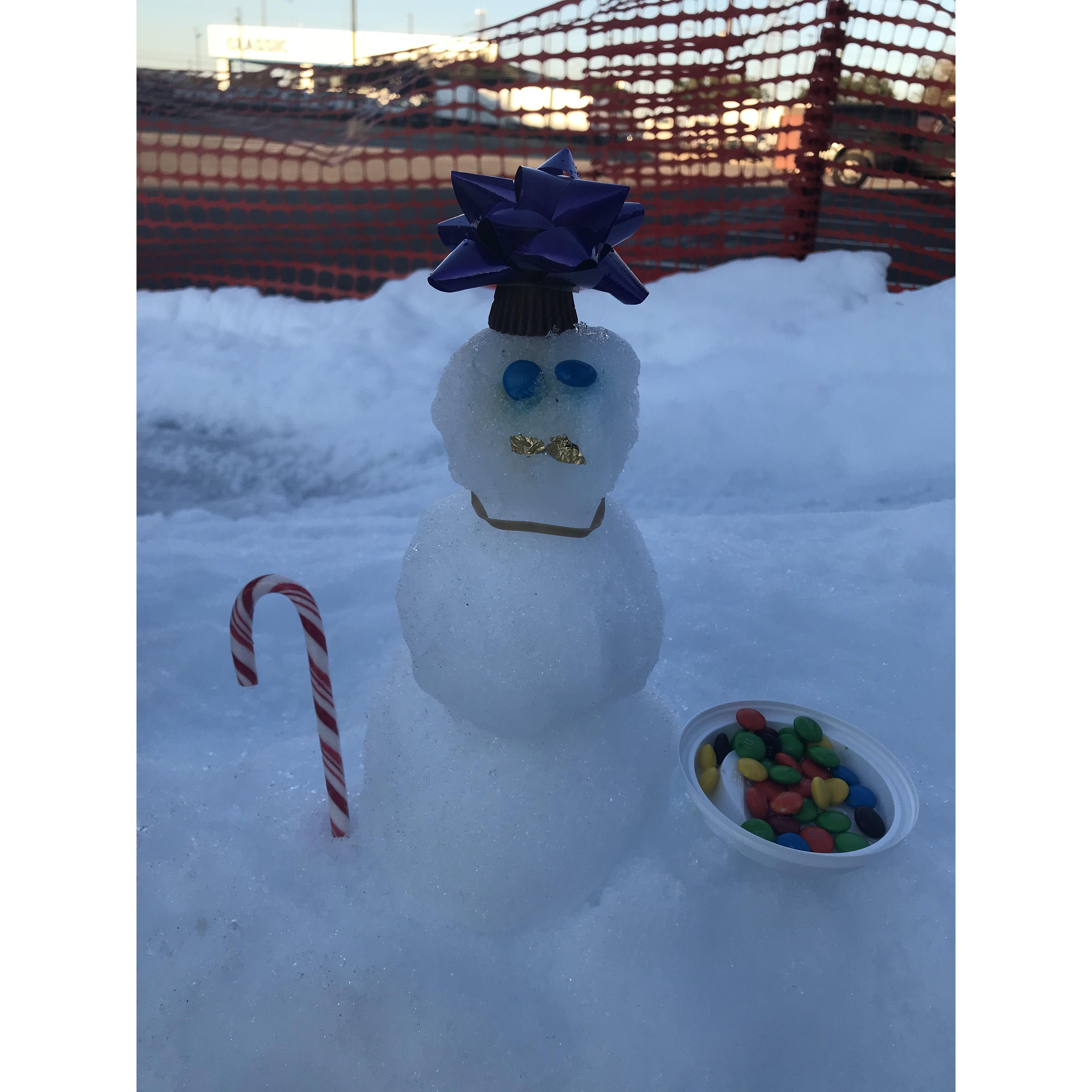 A snowman Zach and I made together when we first started hanging out after getting our jobs at Sugar Creek Baptist Church