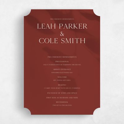 Red Ticket Wedding Program - Lummin