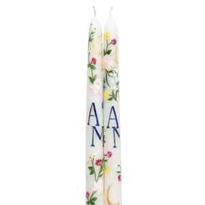 Ivory Floral Monogram Hand-Painted Taper Candles