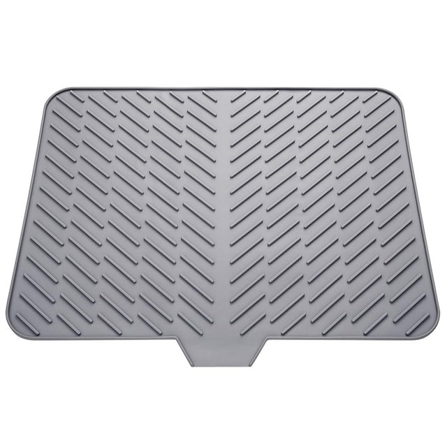 LKYLIVE Silicone Drying Mat, 23"X17" With Built-in Drain Lip,Heat-Resistant,Eco-friendly,Hygienic Drying Pad,Leak-Proof and Non-Slip,Silicone Dish Drying Mat for Kitchen Counter or Sink（Gray 23X17）