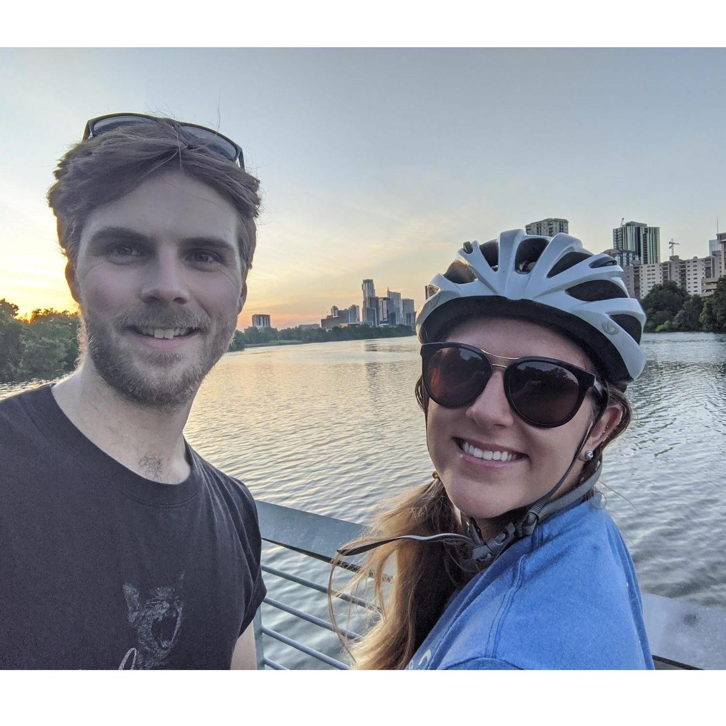 Out for a cycle around Town Lake in Austin.