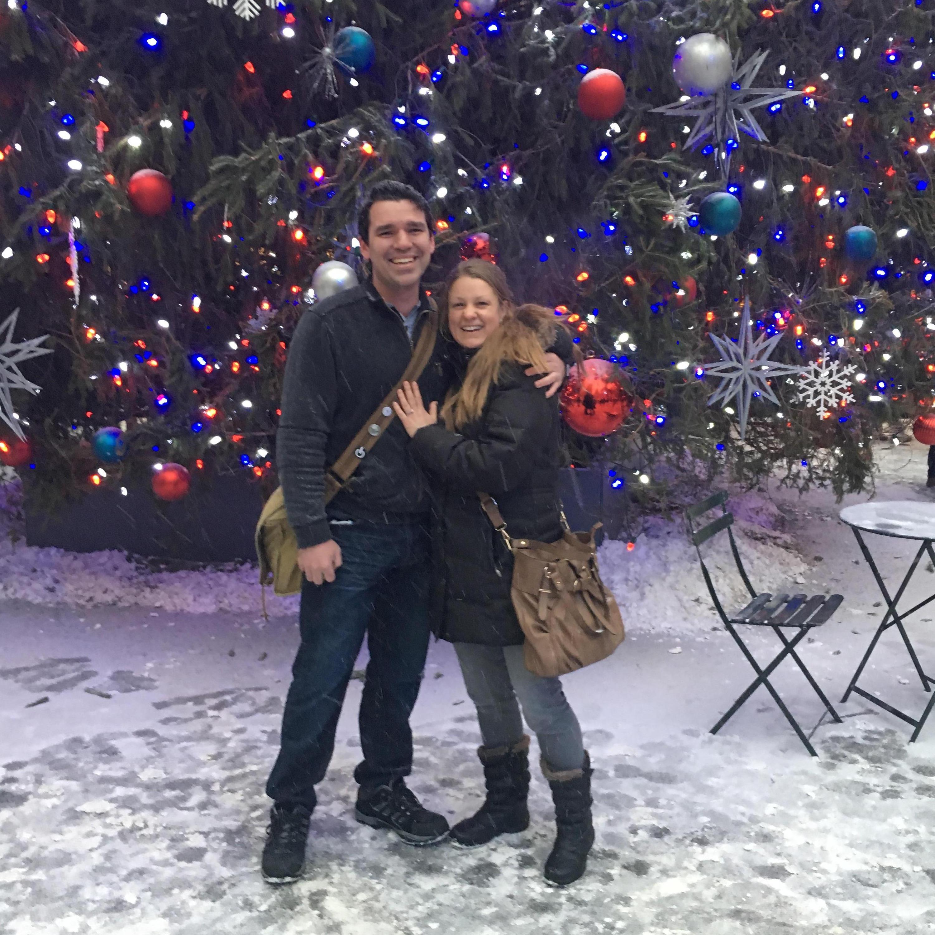 We got engaged! Bryant Park, Dec 15, 2017