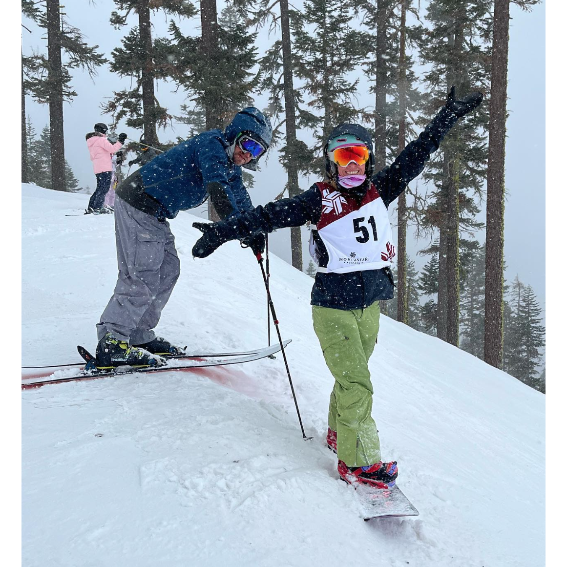 We love to ski + snowboard together, too!