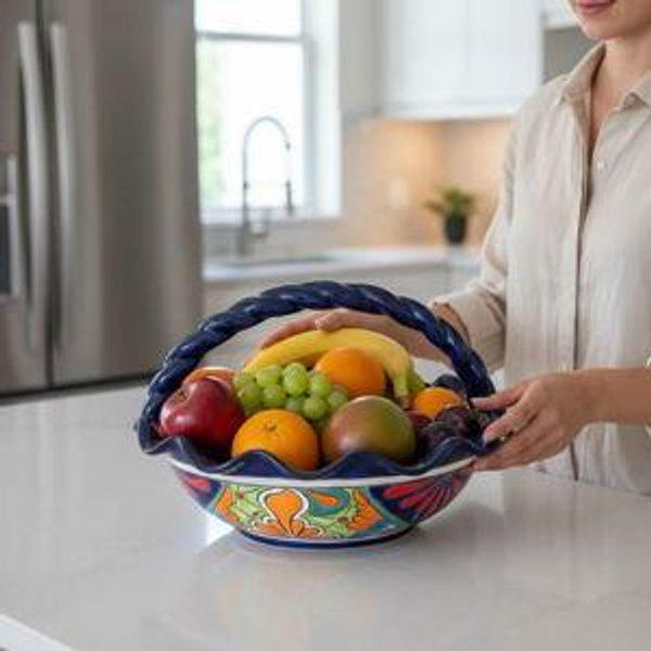 Talavera Fruit Basket | Colorful Hand-Painted Centerpiece