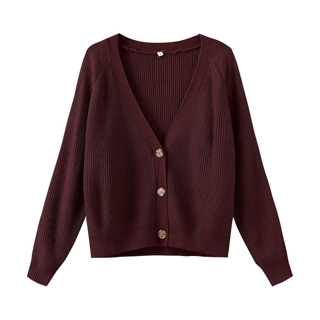 TASAMO Women's Long Sleeve Knit Sweater Open Front Cardigan Button Loose Outerwear
