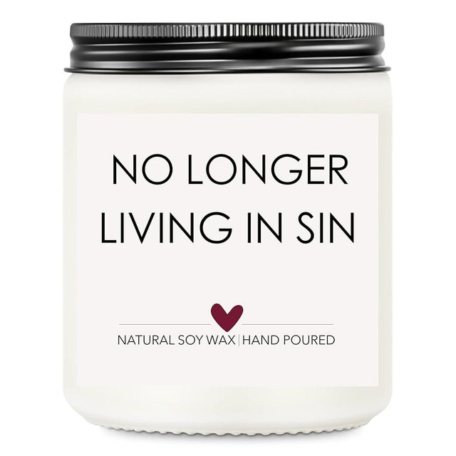Wedding Gifts for Newlyweds, Gift for Bride and Groom, Funny Engagement Gifts for Him and Her, Lavender Scented Candles, No Longer Living in Sin