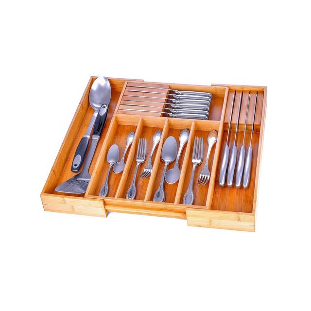 Bambusi Drawer Organizer Kitchen Utensil Divider