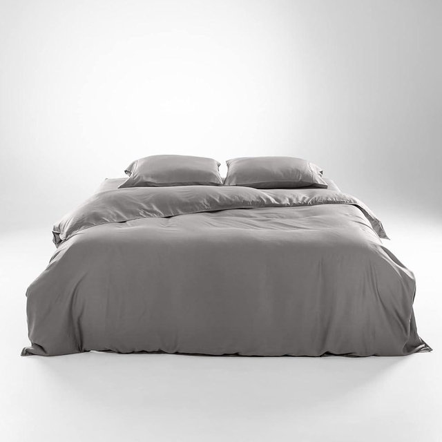 Olive + Crate Queen Size Tencel Duvet Cover Set - Hypoallergenic, Cooling Eucalyptus Duvet Cover for Hot Sleepers with Two Pillowcases - Stone Gray 3-Piece