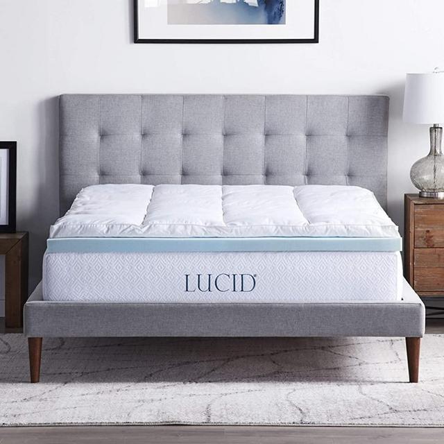 LUCID 4 Inch Down Alternative and Gel Memory Foam Mattress Topper - Three Toppers In One - King