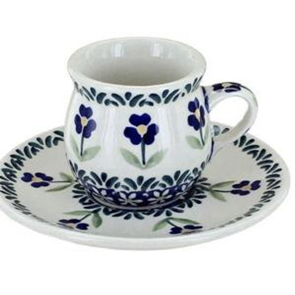 Blue Daisy Espresso Cup Saucer
