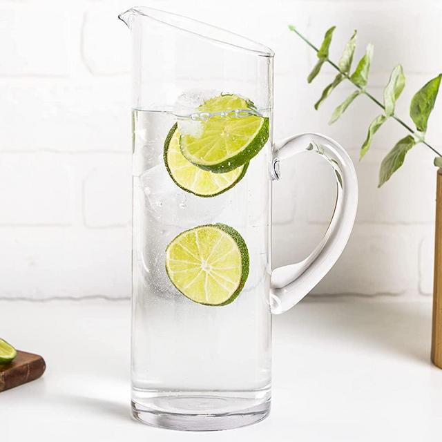 Glass Water Pitcher with Spout – Elegant Serving Carafe for Water, Juice, Sangria, Lemonade, and Cocktails – Crystal-Clear Glass Beverage Pitcher. Dishwasher Safe (3823)