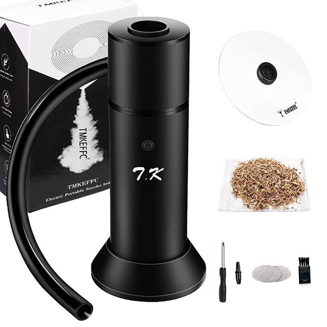 TMKEFFC Smoking Gun Portable Smoker Infuser, Handheld Cocktail Smoke Food Smoker for Meat, Sous Vide, Drinks, Cheese, Cup Cover and Wood Chips Included, Black