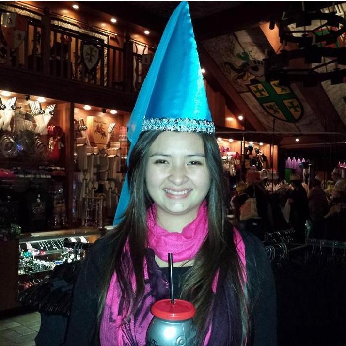 Medieval Times 1st Anniversary with her top hat.