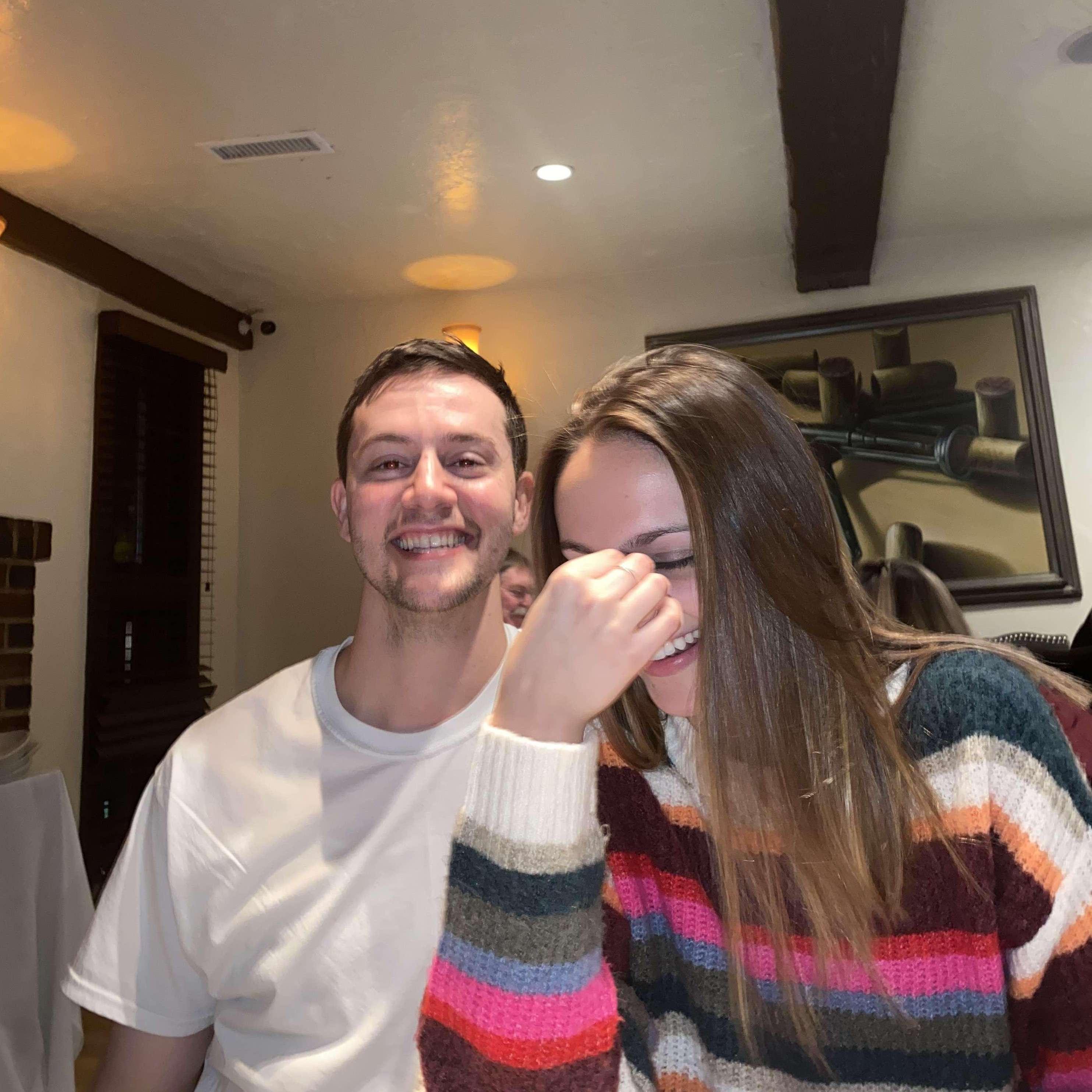 Our first Valentine's Day. We tried to take a cute picture but we couldn't stop laughing - February 14, 2020