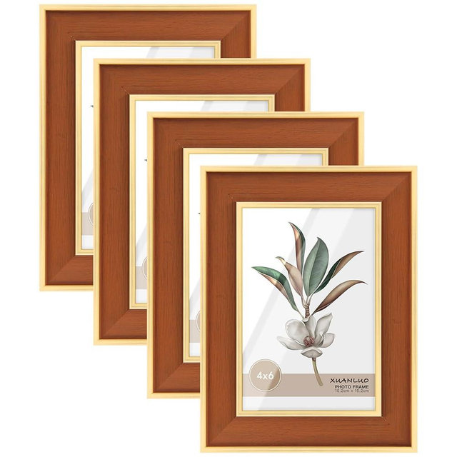 XUANLUO 4 Pack Picture Frames Farmhouse Rustic Picture Frame Sets with Distressed Wood Grain,Display Pictures Tabletop or Wall Decor
