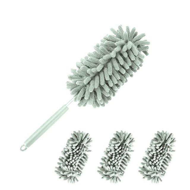 4Pcs Reusable Microfiber dusters Refills Microfiber Duster for Cleaning extendable Pole Duster Washable Damp Duster Bendable Dry Dusters with Extension Handle Pole Supplies