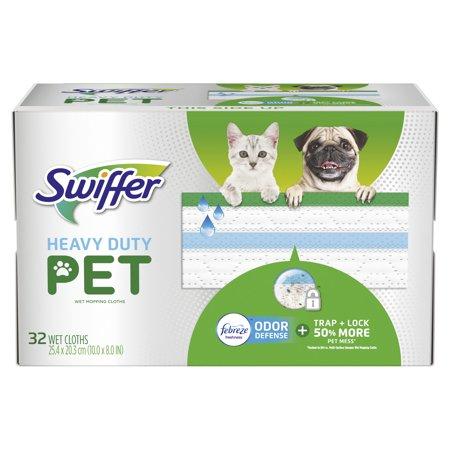 Swiffer Heavy Duty Pet, Wet Mopping Cloth Refills with Febreze Odor Defense, 32 Count