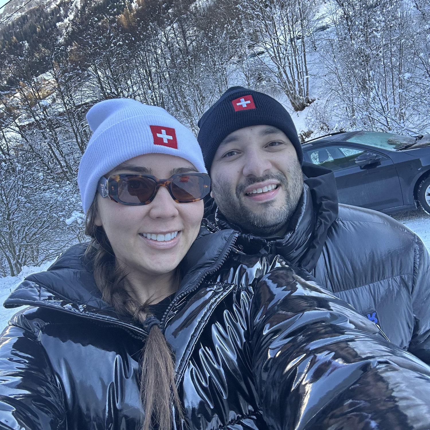 Our first time skiing together in the Swiss alps