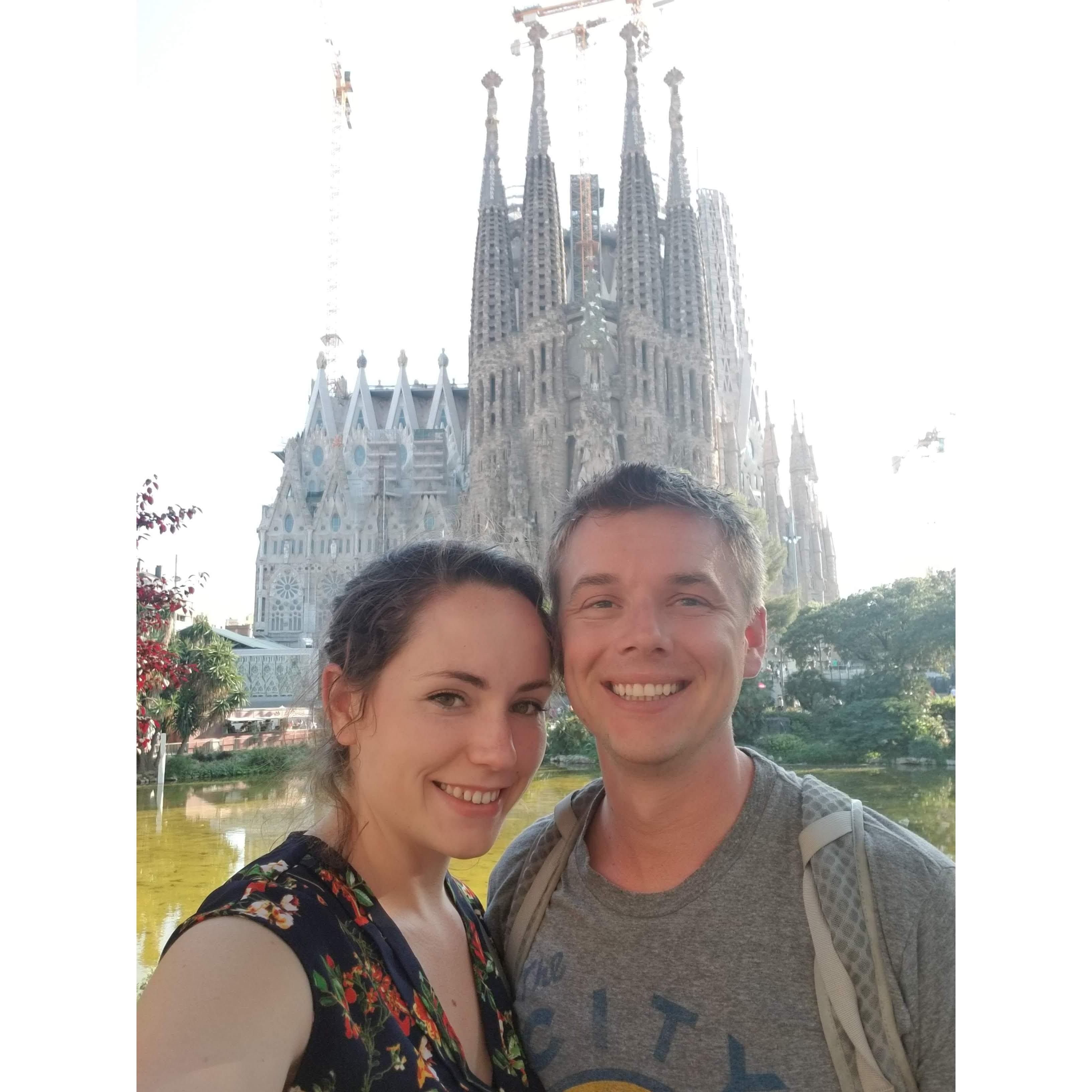 At Basilica de la Sagrada Familia in Barcelona, Spain