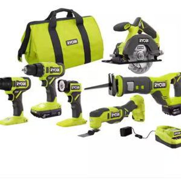 ONE+ 18V Cordless 6-Tool Combo Kit with 1.5 Ah Battery, 4.0 Ah Battery, and Charger