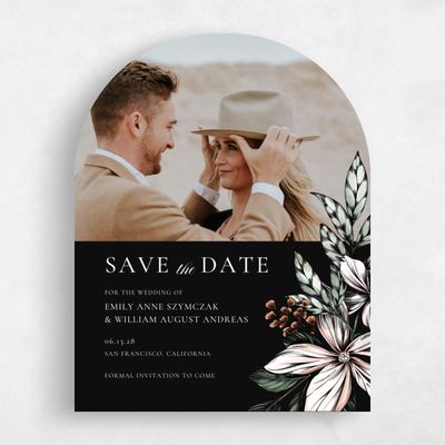 Black Arch Wedding Save the Date - Gardner Portrait