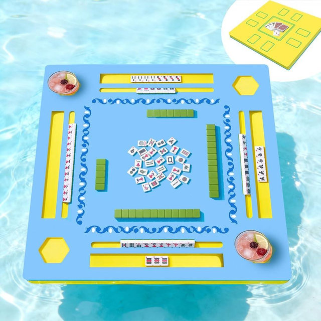 Floating Mahjong Table for Pool, 2-IN-1 Waterproof Floating Game Table for Mahjong Card Games Dominoes Poker, Adults Floating Board Pool Game Tray for Hot Tub Lake Beach Summer Pool Party Gift