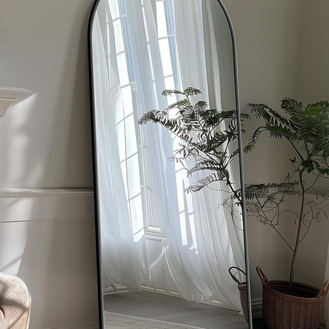 Full Length Mirror, Arch 58"x19" Floor Mirror for Bedroom, Hanging Mounted Mirror for Living Room Cloakroom, Black