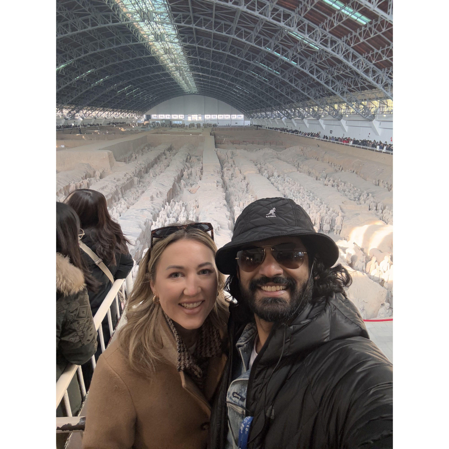 Seeing the historic Terracotta Army from 200s BCE in Xi'an, China. (Why is Sachin wearing sunglasses inside?)