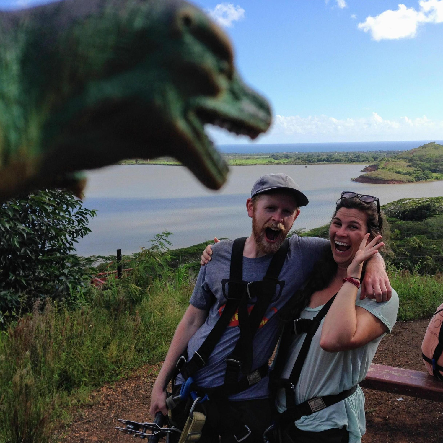 Avoiding dino attacks while ziplining in Hawaii