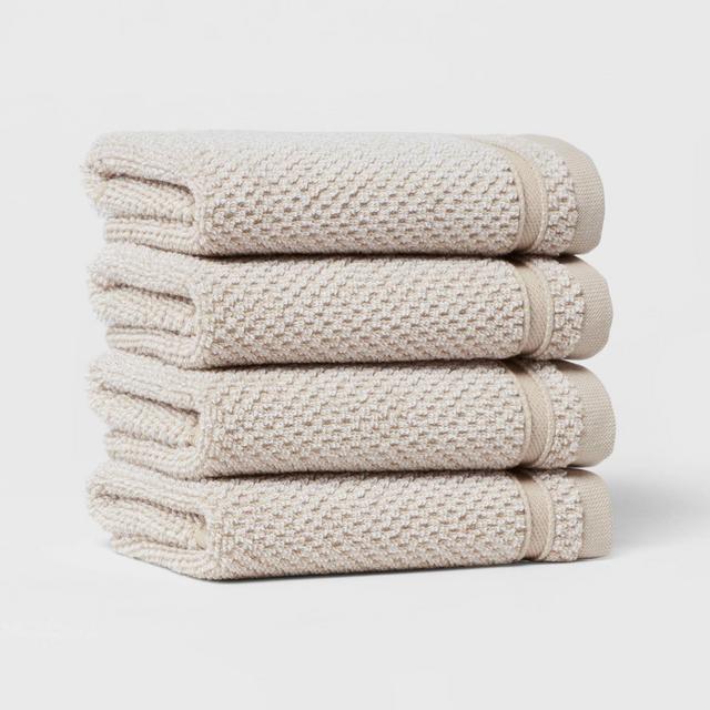 4pk Performance Texture Washcloth Set Tan - Threshold™