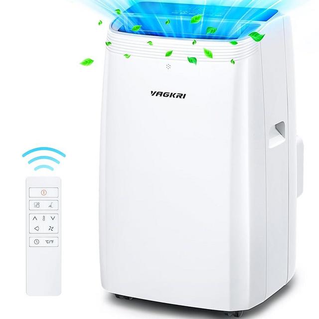 VAGKRI Portable Air Conditioners 14000 BTU ASHRAE (10200 BTU DOE/SACC), 3-in-1 AC Unit with Fan & Dehumidifier Cools up to 700 sq. ft, Smart/Sleep Mode 3 Fan Speeds Auto Swing 24H Timer Remote Control