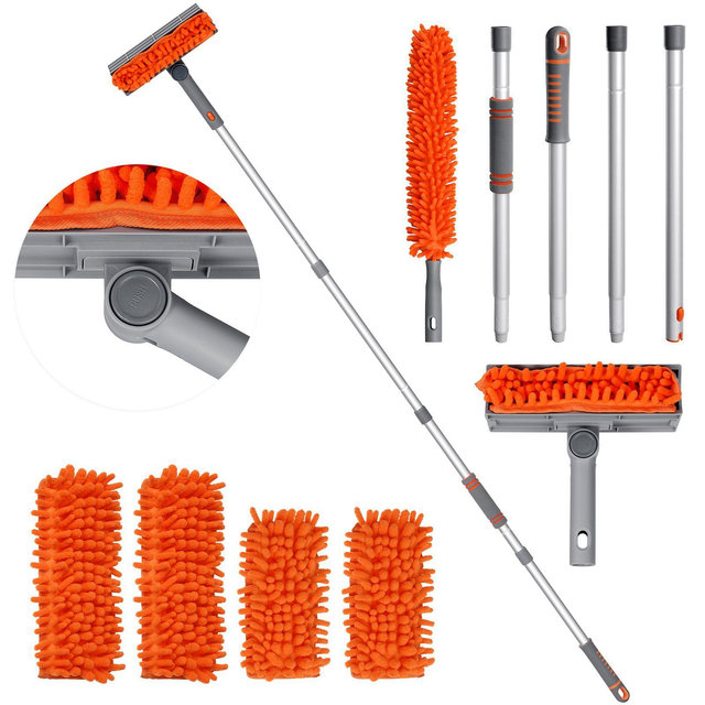MECO ELEVERDE Extendable Ceiling Fan Cleaner Duster Kit with 63" Long Handle Mop
