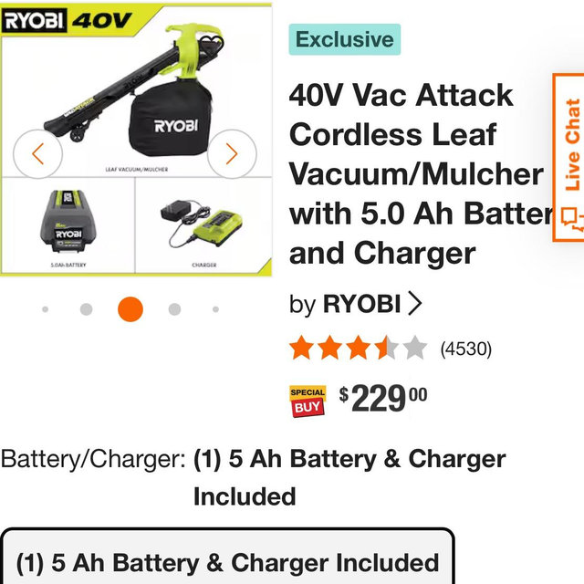 RYOBI 40 Vac attack leaf blower/mulcher