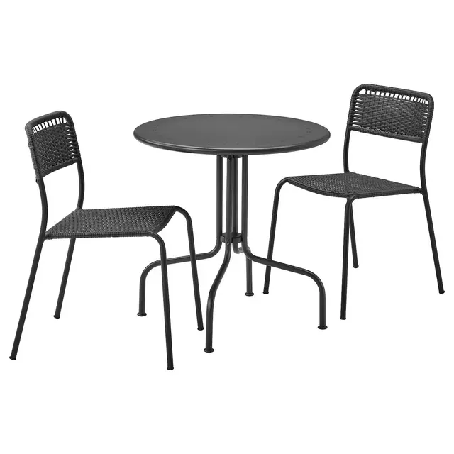 LÄCKÖ / VIHOLMENTable+2 chairs, outdoor, gray/dark gray