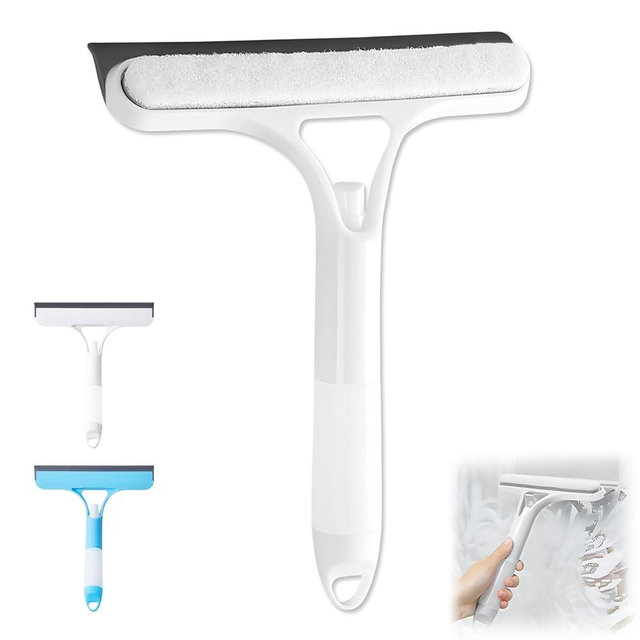 3 in 1 Window Cleaning Scraper,New 3 in 1 Window Cleaner,Squeegee and Scrubber with Spray, for Windows, Walls,Car Windshields, Bathrooms, Kitchens, All-Purpose Window Cleaner Tool (White)