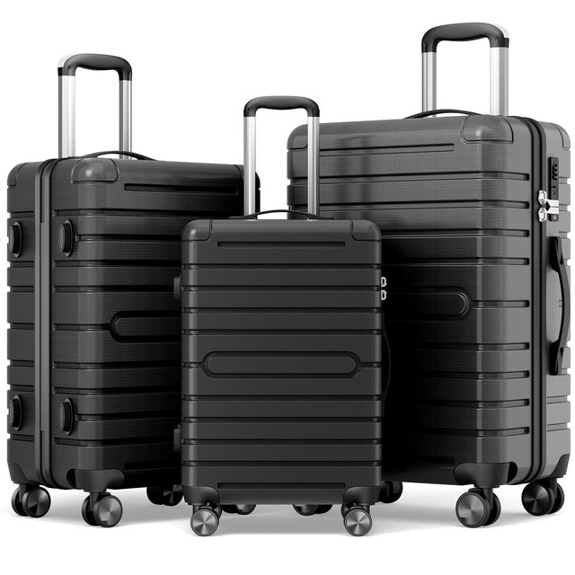 SUGIFT 3-Piece Hardshell Luggage Set Durable ABS+PC Suitcase with Spinner Wheels, TSA Lock & YKK Zipper