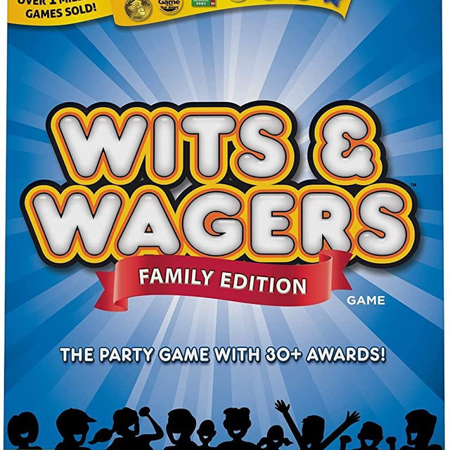 ​WITS & Wagers Family Edition Trivia Family Party Board Game with Tiles, Dry Erase Boards, Dry Erase Markers.& Question Cards, Gift for 6 Year Olds & Up