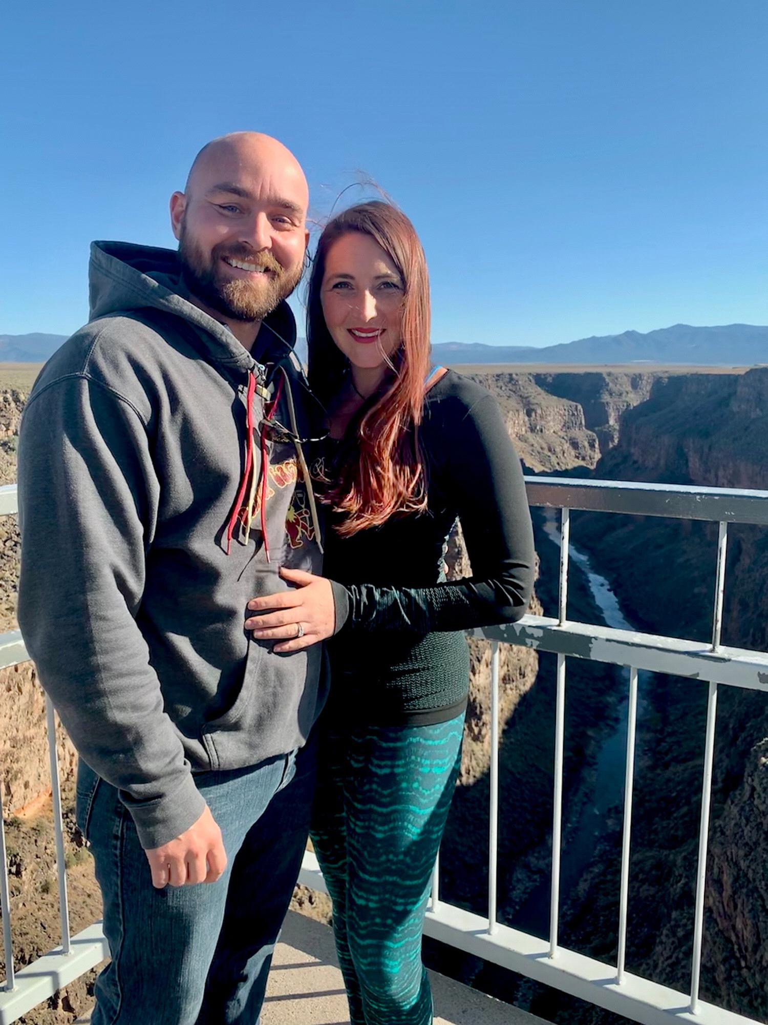 Alex's first time at the Rio Grande Bridge. After this we went to hike La Vista Verde, then the Mothership for a beer, and ended the day deciding on the place and day for our wedding! A great day!!
