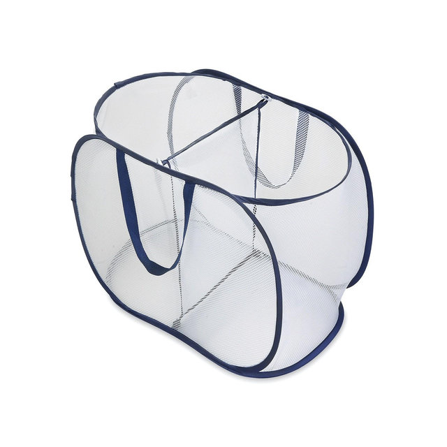 Smart Design Deluxe Mesh Pop-Up 2-Compartment Laundry Sorter Hamper - 23" x 15"