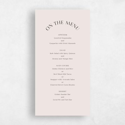 Light Greige, Beige Wedding Menu - Tarbert