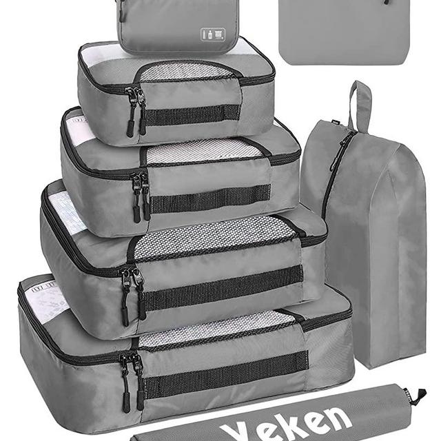8 Set of Various Colored Cubes in 4 Sizes (Extra Large, Large, Medium, Small),Veken Luggage Organizer Bags for Carry on Suitcases