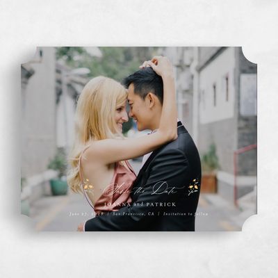 Yellow Ticket Wedding Save the Date - Regal Landscape