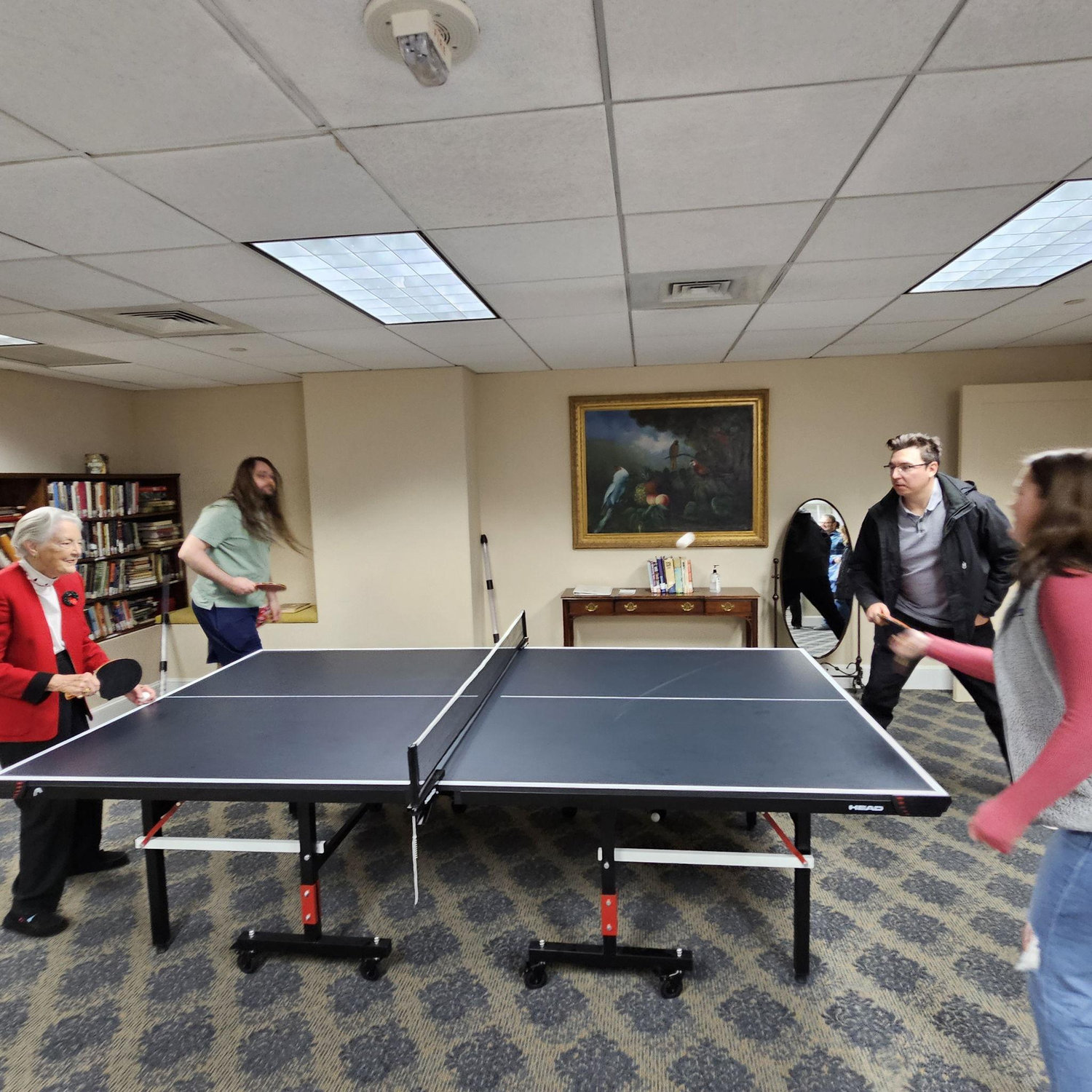 Intense rounds of Ping Pong with Nana
