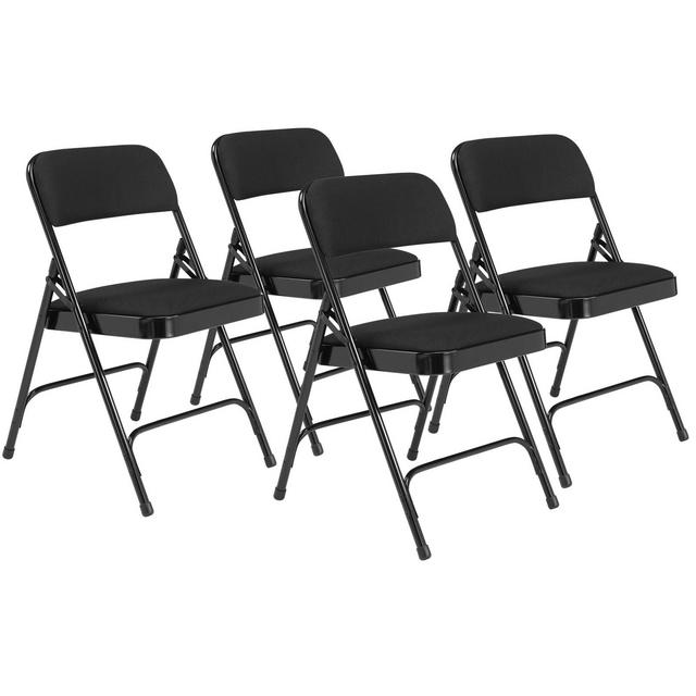 set of 4 Deluxe Fabric Padded Folding Chairs and Frame Black - Hampton Collection