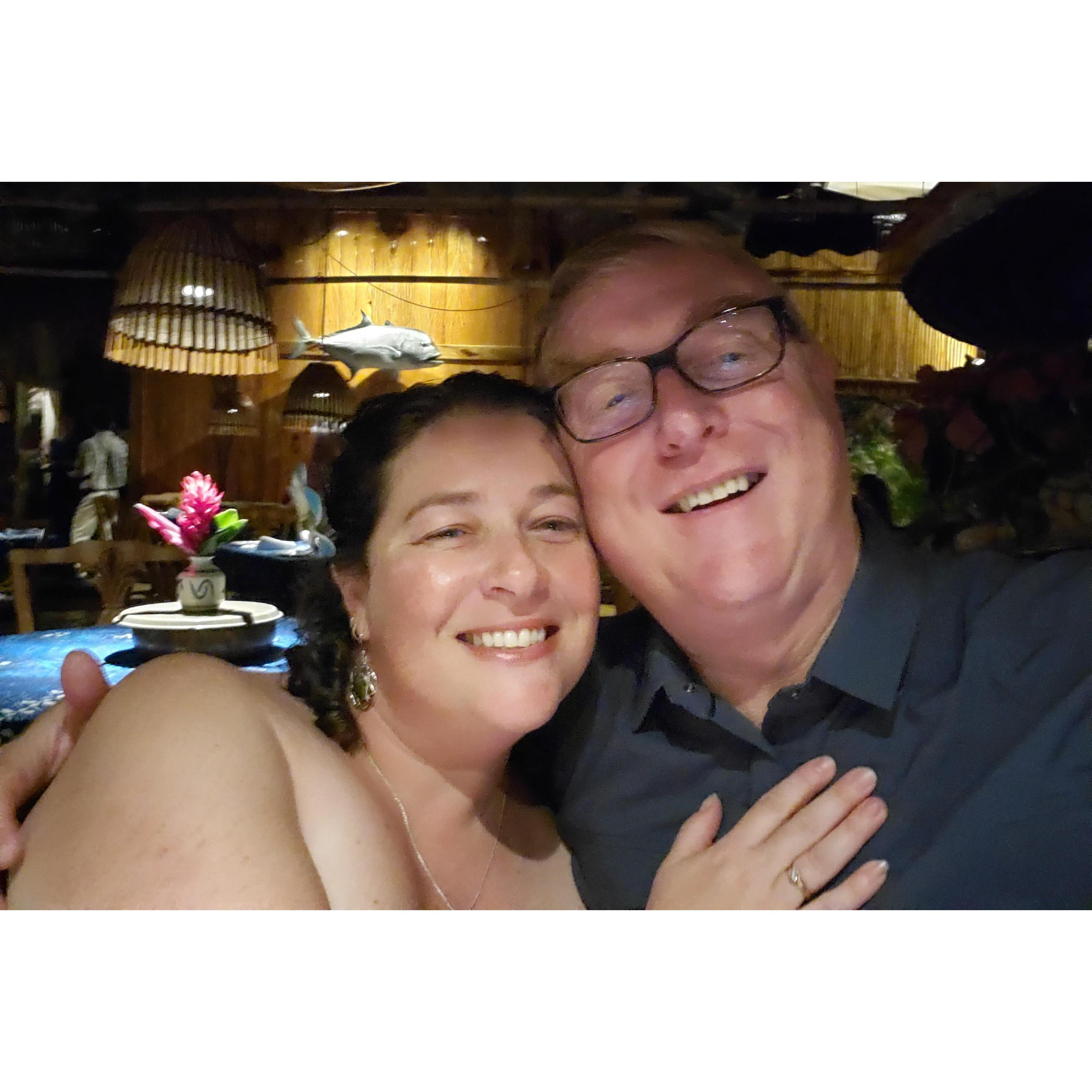 Just after Dan proposed on the beach at Mama's Fish House, Maui, Hawaii, December 21, 2019