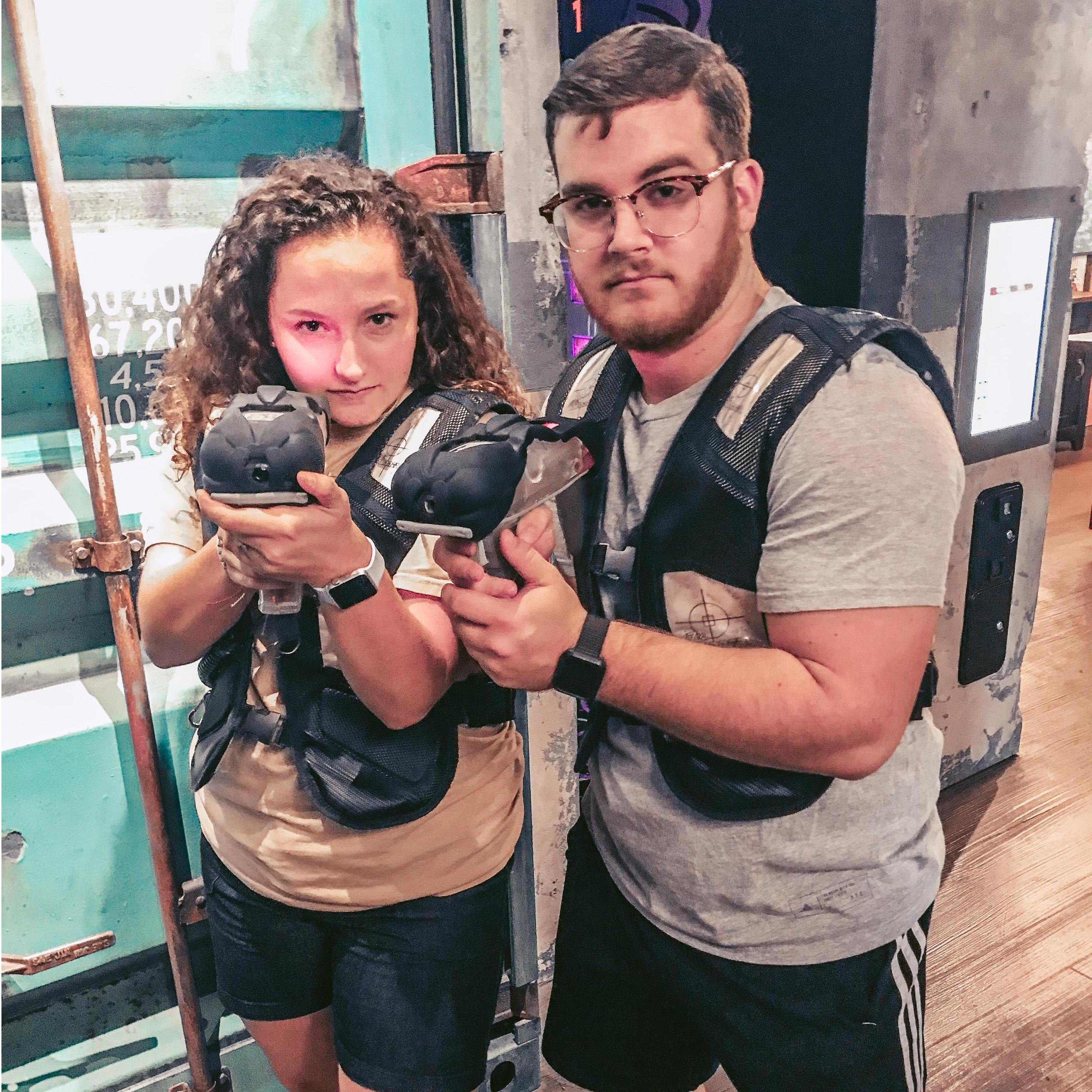 Playing laser tag while in Gatlinburg, TN with the Deaton's.