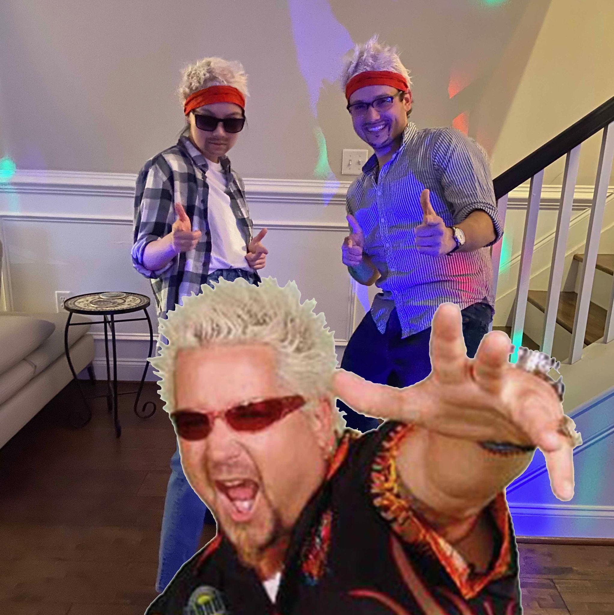 Shirley (groomsman) and Eddie channeling Guy energy!