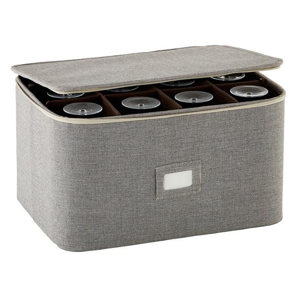 Brown Twill Stemware/Wine Glass Storage Case