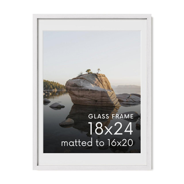Haus and Hues Oak Picture Frame with Glass, White, 18x24